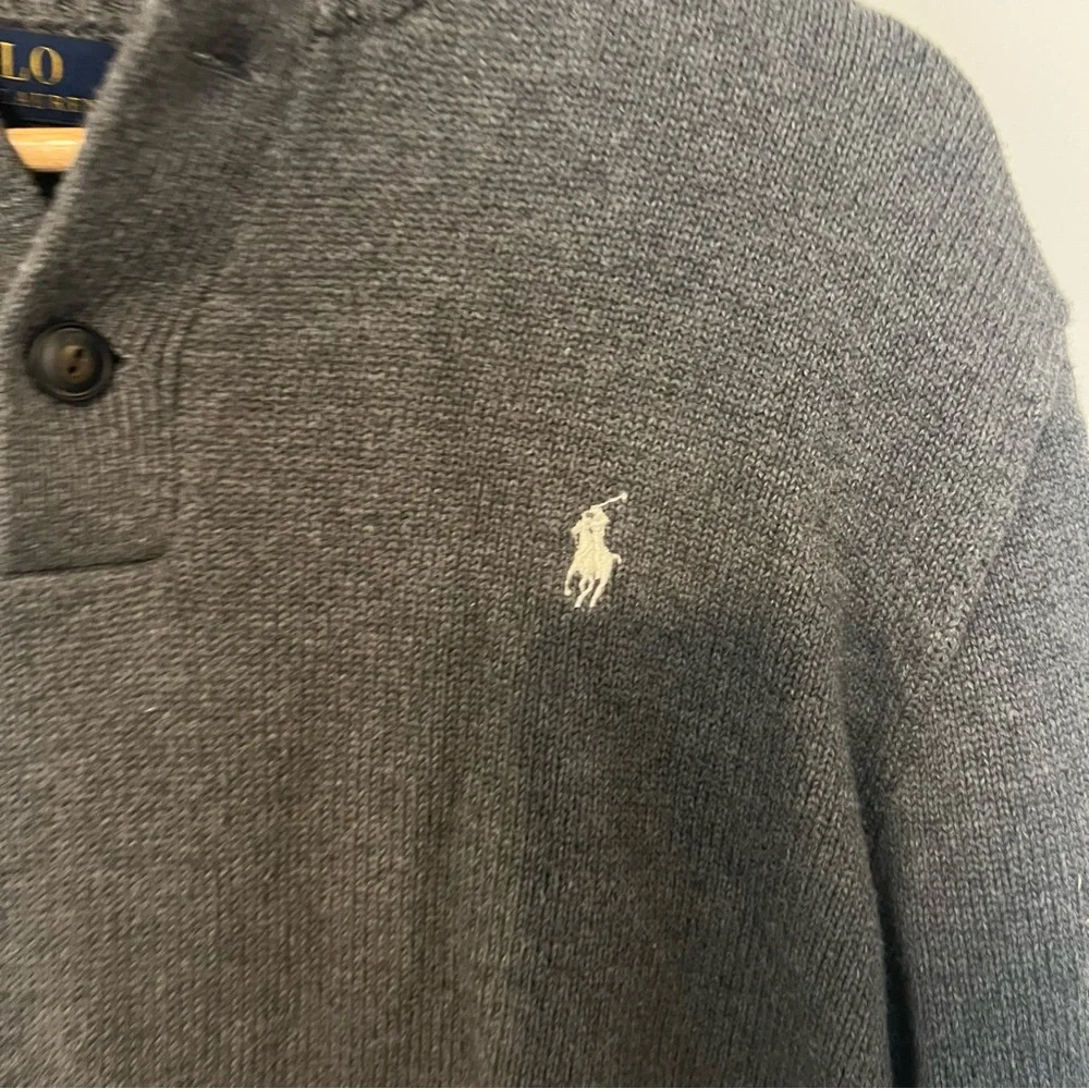 Polo Ralph Lauren Mock Neck Button Sweater Gray XL